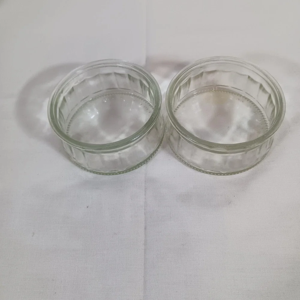 Unbranded Glass Ramekins Clear Excellent Fluted Custard Cups Set of 2 3.25x1.50